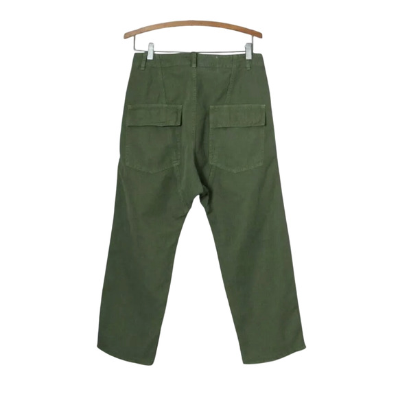 Nili Lotan 2 Slouchy Linen Luna Pant $395 Drop Crotch Crop Cotton Army Green NWT - Picture 4 of 10